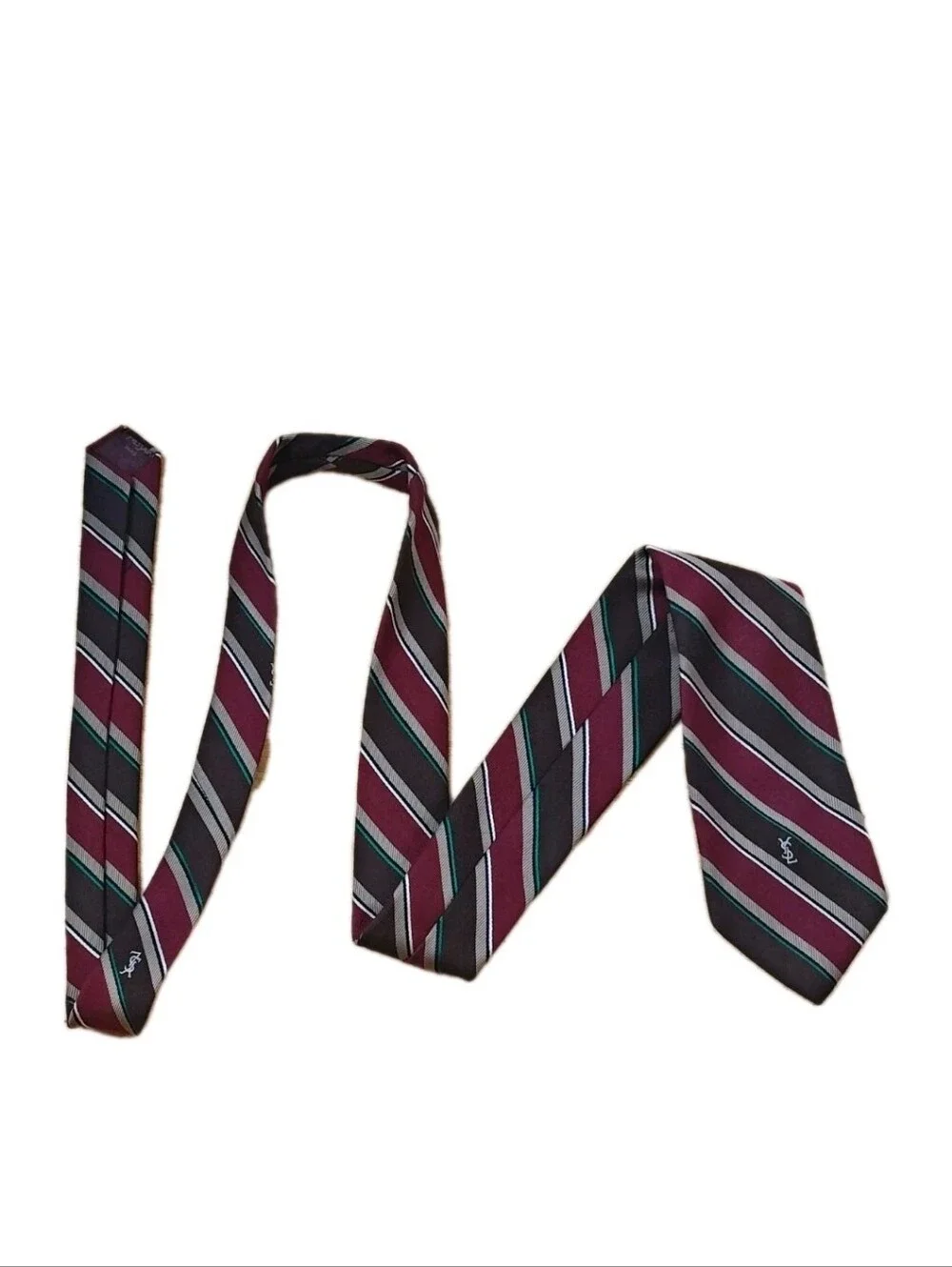 Vtg Yves Saint Laurent Devereaux Styles Italian Wool Silk Repp Neck Tie Striped